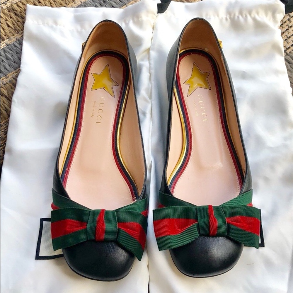 Gucci Aline bow 🎀 leather ballet flats size 37